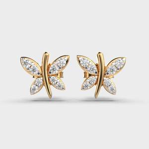 Pendientes de Diamantes Cultivados en Laboratorio con Forma de Mariposa, Chapados en Oro de 18K, con Engaste de Garras, Joyería para Mujer, para Regalo de Boda o Fiesta - Product Image 1