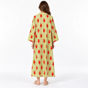 Women V Neck Striped Lobster Print Maxi <b>Dress</b> Three Quarter Sleeve <b>Loose</b> A Line Casual Summer <b>Dress</b> - Product Image 2