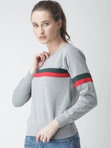 เสื้อสเวตเตอร์คอกลมสีเทาสำหรับผู้หญิงแขนยาวผ้าฝ้ายถักสวมใส่สบายๆในฤดูใบไม้ร่วง - Product Image 4