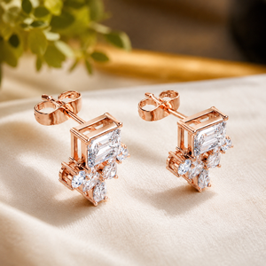 BRA Certificated with Moissanite <b>Earrings</b> Rose Gold Plated Vintage Drop <b>Earrings</b> Emerald Cut Diamond Wedding Women's <b>Earrings</b> - Product Image 4