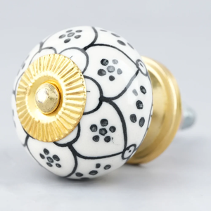 Wholesale Ceramic Door Knobs Unique Black Furniture Cupboard Pulls Flower Cute Drawer Modern <b>Kitchen</b> <b>Hardware</b> 3.81 cm CK-1097 - Product Image 3