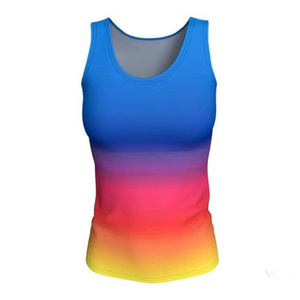 เสื้อกล้ามออกกำลังกายผู้ชายแบบไล่เฉดสีรุ้งสำหรับขายส่ง รับผลิตแบบ OEM สำหรับธุรกิจ B2B - Product Image 4