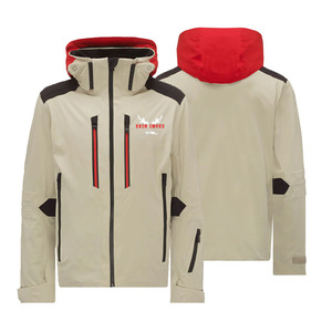 Veste de ski pour homme personnalisée, imperméable 10 000 mm, avec fermeture éclair, design bicolore, capuche, logo imprimé numérique sur le devant - Product Image 1