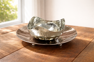 Bol en acier inoxydable de dernière conception avec assiette, taille et forme personnalisées, fait main, pour chocolats. - Product Image 1