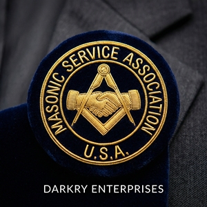 Handmade Bullion Wire Masonic Service Association USA Patch Hand Embroidered Gold <b>Thread</b> Circular Blazer Badge Regalia Insignia - Product Image 1