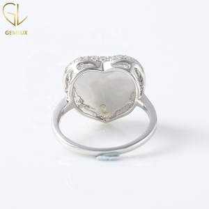 Round Cut Moissanite Diamond <b>Ring</b>, Heart Shape Cluster Engagement <b>Ring</b>, Dainty Gold Love <b>Ring</b>, <b>Dome</b> Style <b>Ring</b>, 925 Silver <b>Ring</b> - Product Image 4
