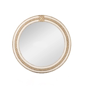 Espejo de Pared Redondo Rústico Decorativo con Cuerda de Cáñamo, Espejo Colgante Estilo Granja para Decoración del Hogar, Entrada, Baño, Dormitorio, Hecho en Vietnam - Product Image 1