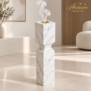 ALABANZA ENTERPRISES Brûleur à Bakhoor de Luxe en Marbre Naturel avec Insert Doré en Acier Inoxydable, Écologique et Moderne, pour Encens Arabe - Product Image 1