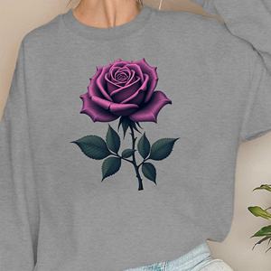 Sudaderas de mujer con ilustración de Rosa morada detallada - Product Image 4