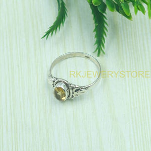 แหวนพลอยซิทรินสีเหลืองธรรมชาติ เงินแท้ 925 แหวนรูปไข่ทำมือสไตล์วินเทจ เครื่องประดับสำหรับผู้หญิง ขายส่ง - Product Image 3