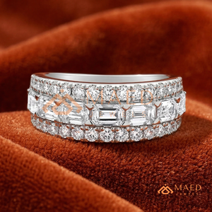 Bling Luxury <b>silver</b> <b>Emerald</b> Cut & Round Moissanite Triple Row Band Moissanite Diamond Engagement Anniversary <b>Ring</b> for Her - Product Image 1