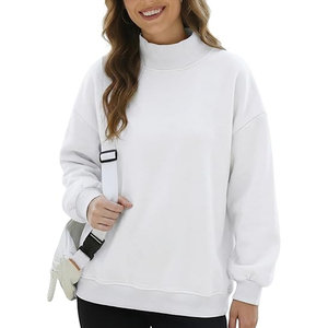 Sweat-shirt à col montant pour femme, en coton éponge personnalisé, avec logo imprimé, style streetwear décontracté, fournisseur en gros OEM sous marque privée - Product Image 3