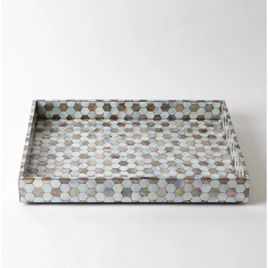 Plateau de service rectangulaire en bois avec perles, poignée personnalisée, élégant, pour cuisine, aliments et boissons - Product Image 4