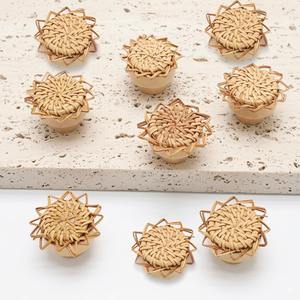 Poignée de porte en rotin tressé à bas prix, bouton de placard de cuisine, poignée naturelle pour portes intérieures, décoration - Product Image 4