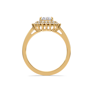 แหวนเพชรทรงเรเดียนท์คัท 1 กะรัต ดีไซน์ซันเบิร์สท์ ฮาโล สวยหรู |   แหวนทองคำขาวและทองชมพู 18K แบบ Cathedral Setting - Product Image 3