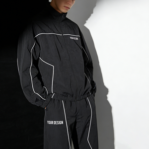 custom quality <b>Tracksuits</b> Windbreaker Sets Men Outdoor Jogger Waterproof Jacket Zipper Pocket Reflective Windbreaker suit - Product Image 3