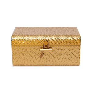 Ensemble de coffres élégants en or brillant avec texture martelée et fermoirs raffinés pour une décoration de rangement luxueuse et moderne. - Product Image 3