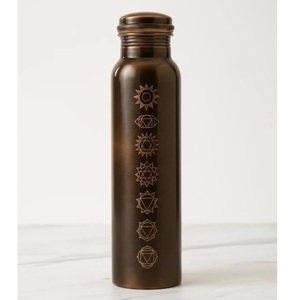 Handmade <b>Plain</b> Copper <b>Water</b> <b>Bottle</b> With Lid Portable Drinkware Minimalist Design Travel Use - Product Image 4