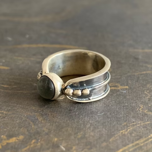 Natural <b>Labradorite</b> Gemstone <b>Ring</b> 925 Sterling Silver Minimalist Statement Jewelry for Women JAIPUR SILVER - Product Image 2