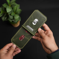 Dompet Klip Uang Kulit Asli Premium, Buatan Tangan, Tipis, Tahan Lama, Desain Minimalis untuk Perjalanan, Dilengkapi Kantong Koin