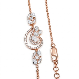 9K Rose Gold Pear & Round Lab Grown Diamond Necklace | 2.64 CT Fine Jewelry - Product Image 1