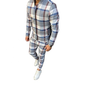 New Arrival Men's Urban Front Zipper Enclosure Track Suit With Ribbed Hem & Cuff Zip <b>Up</b> Printed Fabric Sublimated Sweat Suit Set - Product Image 1