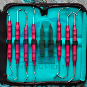 Ensemble d'instruments chirurgicaux dentaires manuels, poignée moletée noire, outils en acier inoxydable de classe I pour la chirurgie buccale, couleur personnalisée - Product Image 5