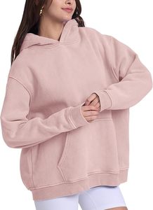Vente en gros de sweats à capuche en molleton épais 600g sans cordon, personnalisables avec logo, surdimensionnés pour femmes - Product Image 2