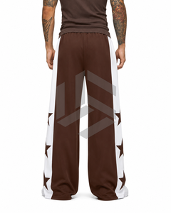 Customizable Men's Brown Regular Fit Breathable 100% Cotton Sweatpants with Straight Pattern Elastic Waist Casual Spring Wear - Product Image 4