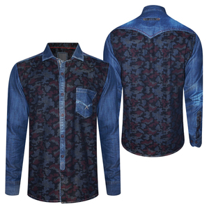 Chemise en jean pour homme, couleur unie, manches longues, style professionnel, nouveau modèle été, 100% coton, col rabattable, vente en gros - Product Image 1