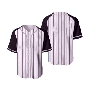 Maillot de baseball rayé blanc pour homme avec manches noires, boutons sur le devant, tissu polyester respirant et anti-humidité, vêtements de sport - Product Image 2