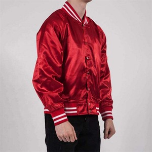 Hot Sale <b>Men's</b> High Quality Satin <b>Baseball</b> <b>Jacket</b> High School Street Varsity Style Stand Collar Solid Color Thin <b>Jacket</b> - Product Image 3