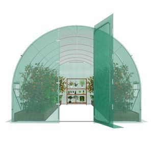 Serra a tunnel verde 19.4x9.7x7.4 piedi con telaio in acciaio zincato e telo in PE verde, ideale per giardini - Product Image 2