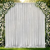 Rideaux de fond blancs à sequins, 2 pièces, 2ftx8ft, pour décoration de Noël, de fête scintillante et de table à gâteau