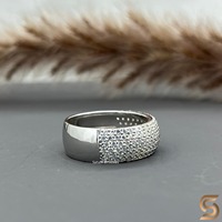 Herren Moissanit Diamantring 925 Sterling Silber Pavé Breiter Bandring Iced Out Hochzeits-Ewigkeitsring Hip-Hop Schmuck