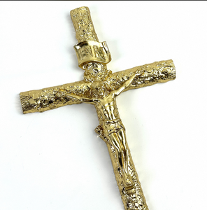 Croix murale religieuse de Jésus en métal plaqué argent, petite, sculptée, avec impression numérique, vente en gros - Product Image 2