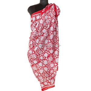 ผ้าโสร่งผ้าฝ้ายพิมพ์มือสำหรับผู้หญิงผ้าโสร่งน้ำหนักเบาระบายอากาศได้สำหรับฤดูร้อน - Product Image 1
