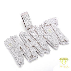 Lab Grown Diamond Custom <b>Name</b> <b>Letter</b> Pendant Twisted Rope Chain Brilliant Iced Style Design Statement Hip Hop Jewelry - Product Image 3