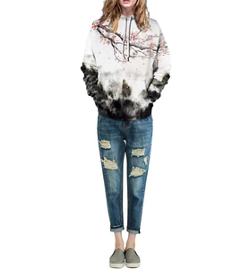 Sweat-shirt à capuche unisexe imprimé fleurs de cerisier, 100 % polyester tricoté, décontracté, pour le printemps, coupe classique, sublimation - Product Image 3