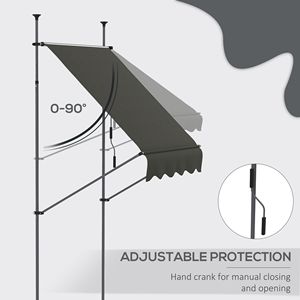 5 X 4 Manual Retractable Awning Non-Screw Freestanding UV Resistant Patio <b>Shade</b> Easy Installation for <b>Window</b> Door Dark Terraces - Product Image 5