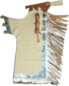 Pantalones de Cuero Estilo Western con Flecos y Adornos Plateados para Montar a Caballo, Corte Regular para Hombre - Product Image 2