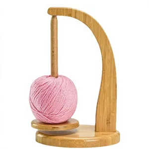 Support à fil en bois pour tricot et crochet, support à pelotes de laine magnétique rotatif antidérapant, accessoire d'artisanat portable - Product Image 4