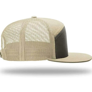Casquette Trucker en Toile Blanche et Bleue 5 Panneaux Réglable Unisexe Décontractée pour Extérieur Printemps-Été Image Courante - Product Image 3
