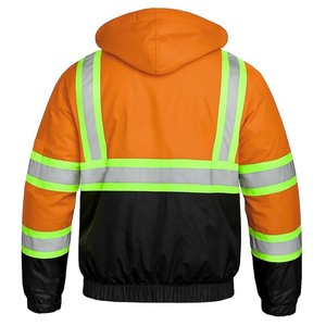 Reflective <b>Safety</b> Jacket L Size Class 3 Waterproof Polyester Winter Coat High Visibility Yellow Black <b>Roadway</b> Use - Product Image 4