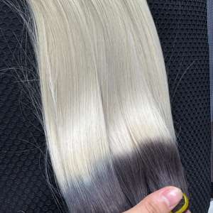 Paquet de cheveux humains ombre couleur cendré avec fermeture os droit 100% cheveux humains vietnamiens expédition rapide - Product Image 2