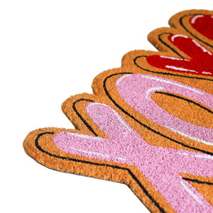 XOXO Love Shape Coco Brush <b>Doormat</b> PVC Backed Decorative Coir Door Mat Designer Entrance Mat <b>Custom</b> Novelty Shape Floor Mat - Product Image 3