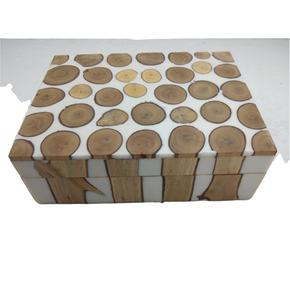 Caja de joyería de resina blanca de madera auténtica, paquete de joyería Led de lujo, cajas de anillo personalizadas, estilo FORTE - Product Image 1