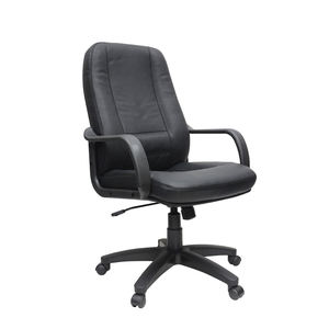 Chaise de bureau ergonomique KINSHA en cuir PU, hauteur réglable, accoudoirs fixes, base pivotante, design moderne, pour bureau à domicile - Product Image 2