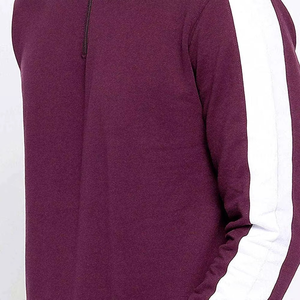 Men Burgundy Tracksuit Full Sleeve Half-<b>Zip</b> <b>Side</b> Pockets Breathable Casual Autumn Wear Solid Color Design Regular Fit - Product Image 6