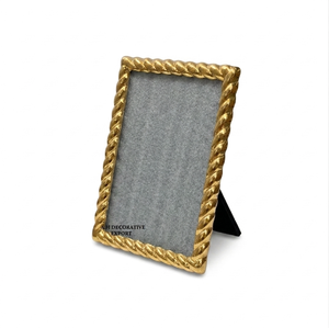 Luxury Gold Brass Twisted Rope Picture <b>Frame</b> Elegant <b>Metal</b> Tabletop Photo <b>Frame</b> for Home Decor Vintage Style Decorative <b>Frame</b> - Product Image 1